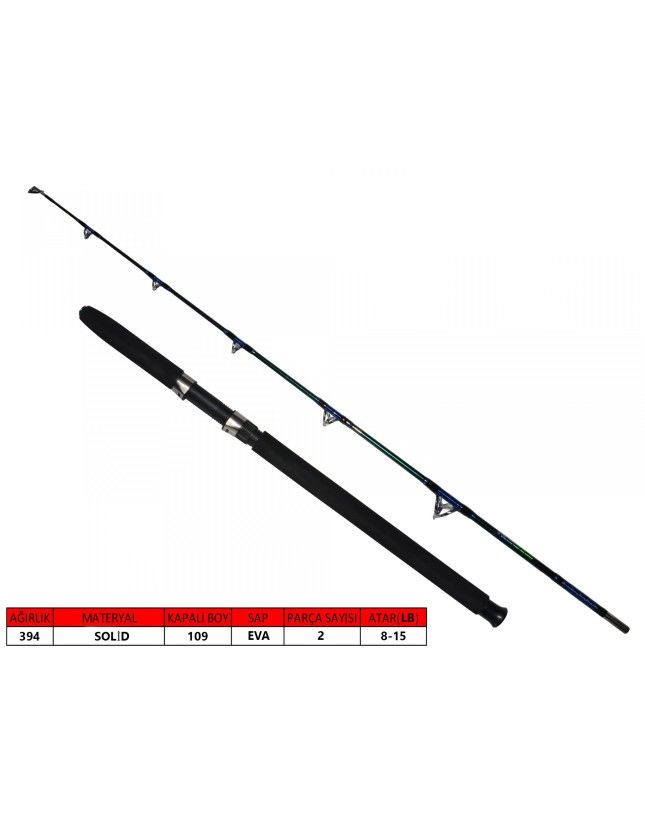 CAPTAİN Captain 1438 Tournament Boat 2 Parça Solid Tekne Kamışı 8-15lbs Atar 165 cm