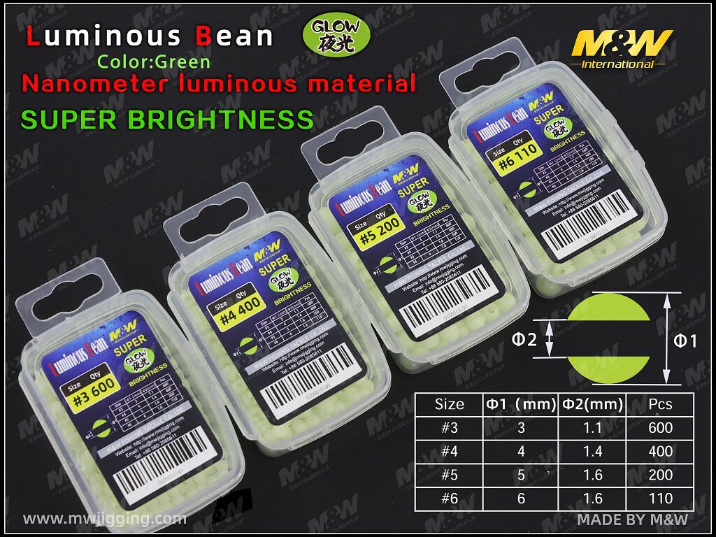 M&W Luminous Bean Fosforlu Boncuk