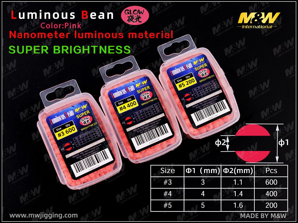 M&W Luminous Bean Fosforlu Boncuk 5 - Pembe