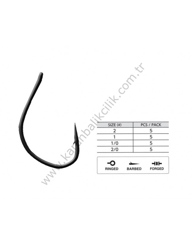 Hayabusa WRM 962 Delikli Dövme Olta İğnesi Black Nikel NO:1/0